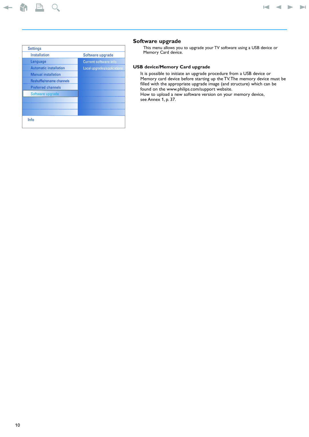 New Transducers 42PF9830/93 instruction manual Software upgrade, USB device/Memory Card upgrade 