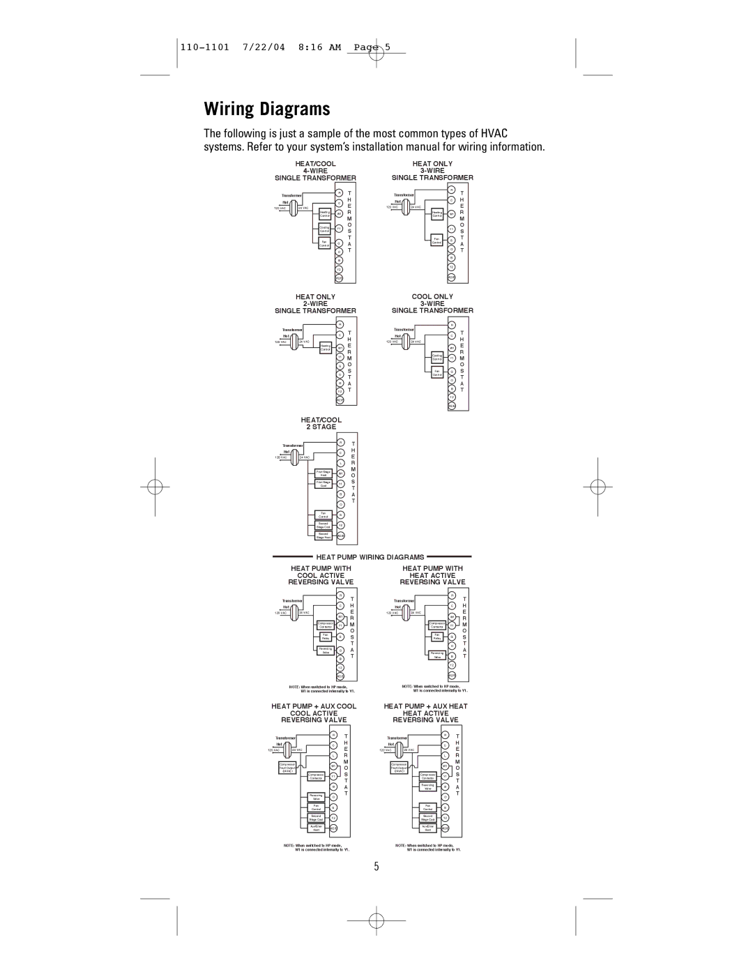 NewAir 8625 user manual Wiring Diagrams, HEAT/COOL Heat only Wire Single Transformer 