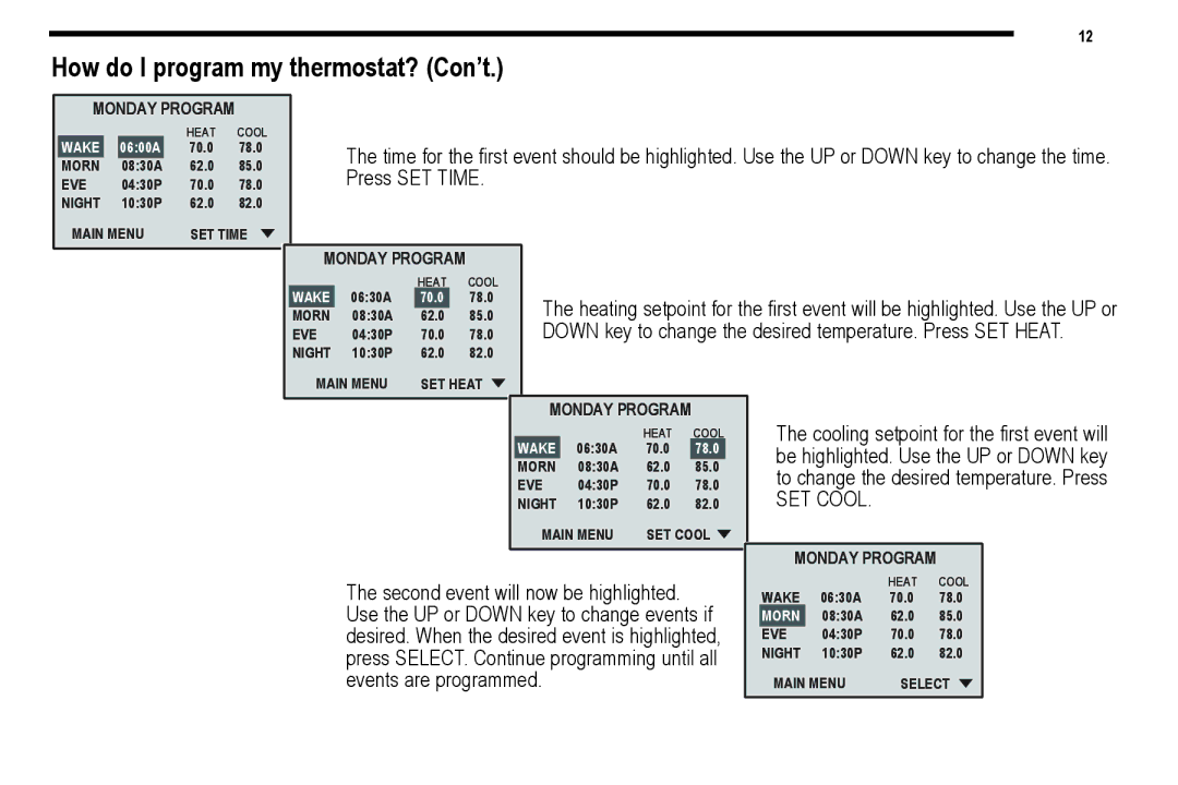 NewAir 9720i, 9715i, 9701i, 9700i user manual How do I program my thermostat? Con’t, SET Cool 