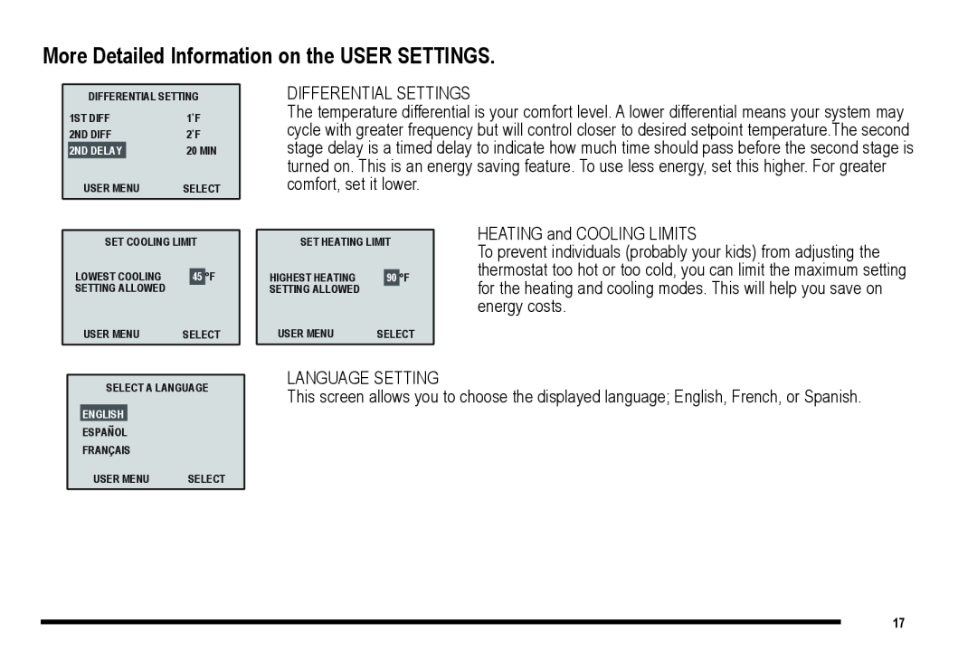 NewAir 9720i, 9715i, 9701i, 9700i user manual More Detailed Information on the USER SETTINGS 