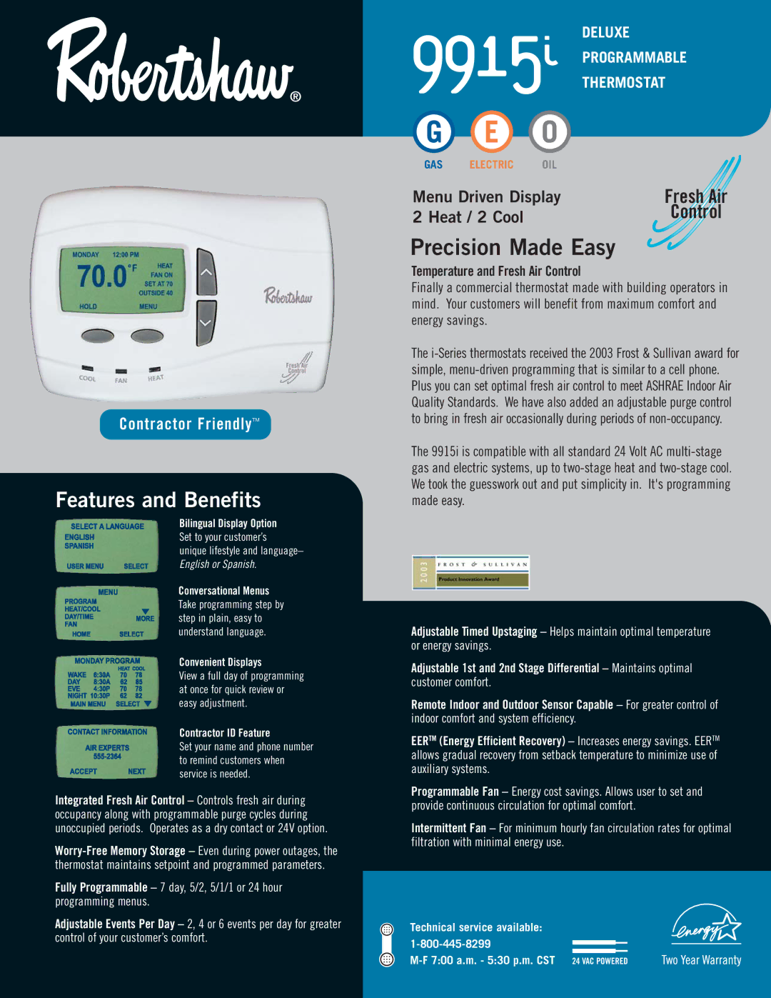 NewAir 9915i manual Precision Made Easy, Menu Driven Display, Heat / 2 Cool 