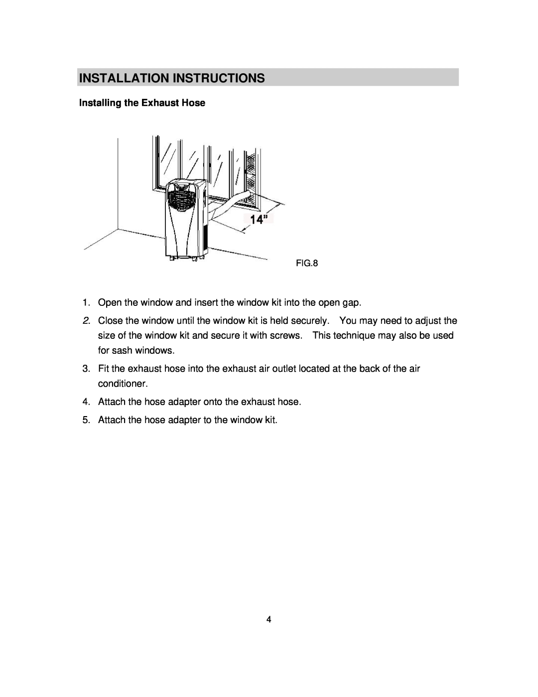 NewAir AC-10000E, AC-10000H owner manual Installation Instructions, Installing the Exhaust Hose 