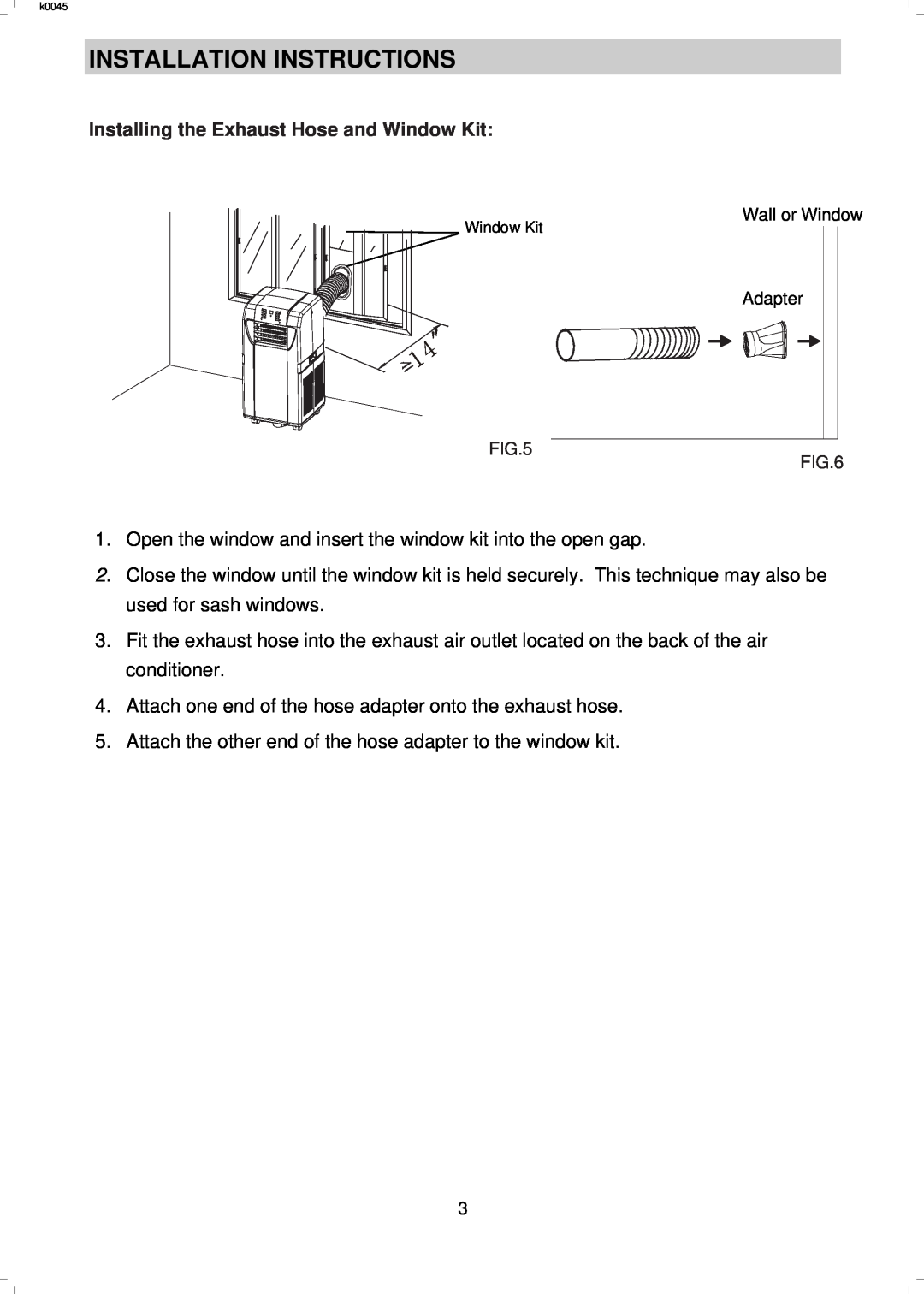 NewAir AC 12000E manual Installation Instructions, Installing the Exhaust Hose and Window Kit 