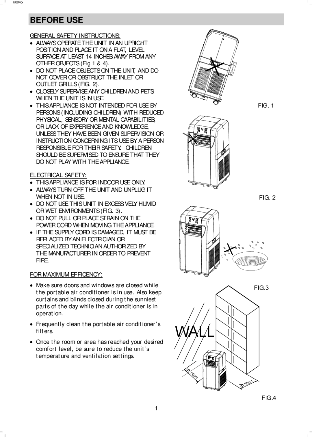 NewAir AC12000H, AC12000E manual Before USE, General Safety Instructions 