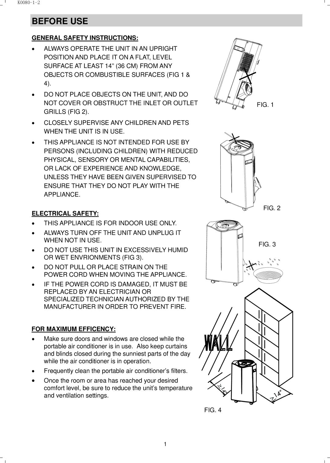 NewAir AC14000H, AC14000E manual Before USE, General Safety Instructions 