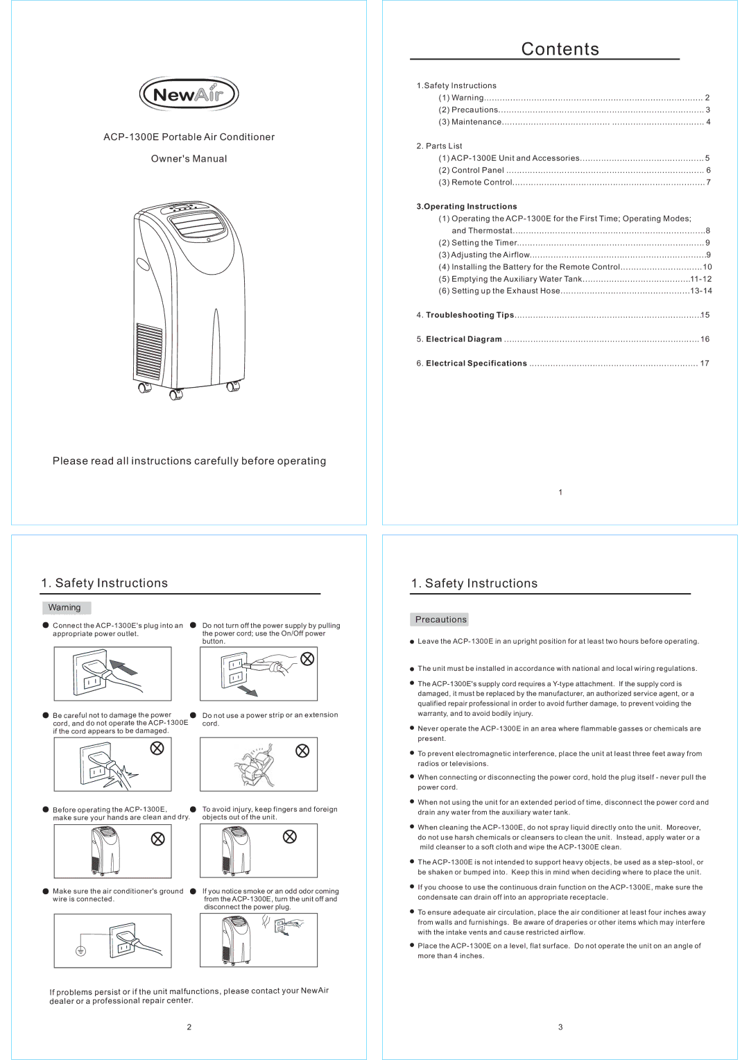 NewAir ACP-1300E owner manual Contents 