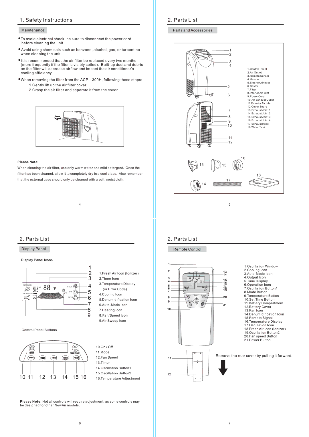 NewAir ACP-1300H owner manual Parts List, 888 