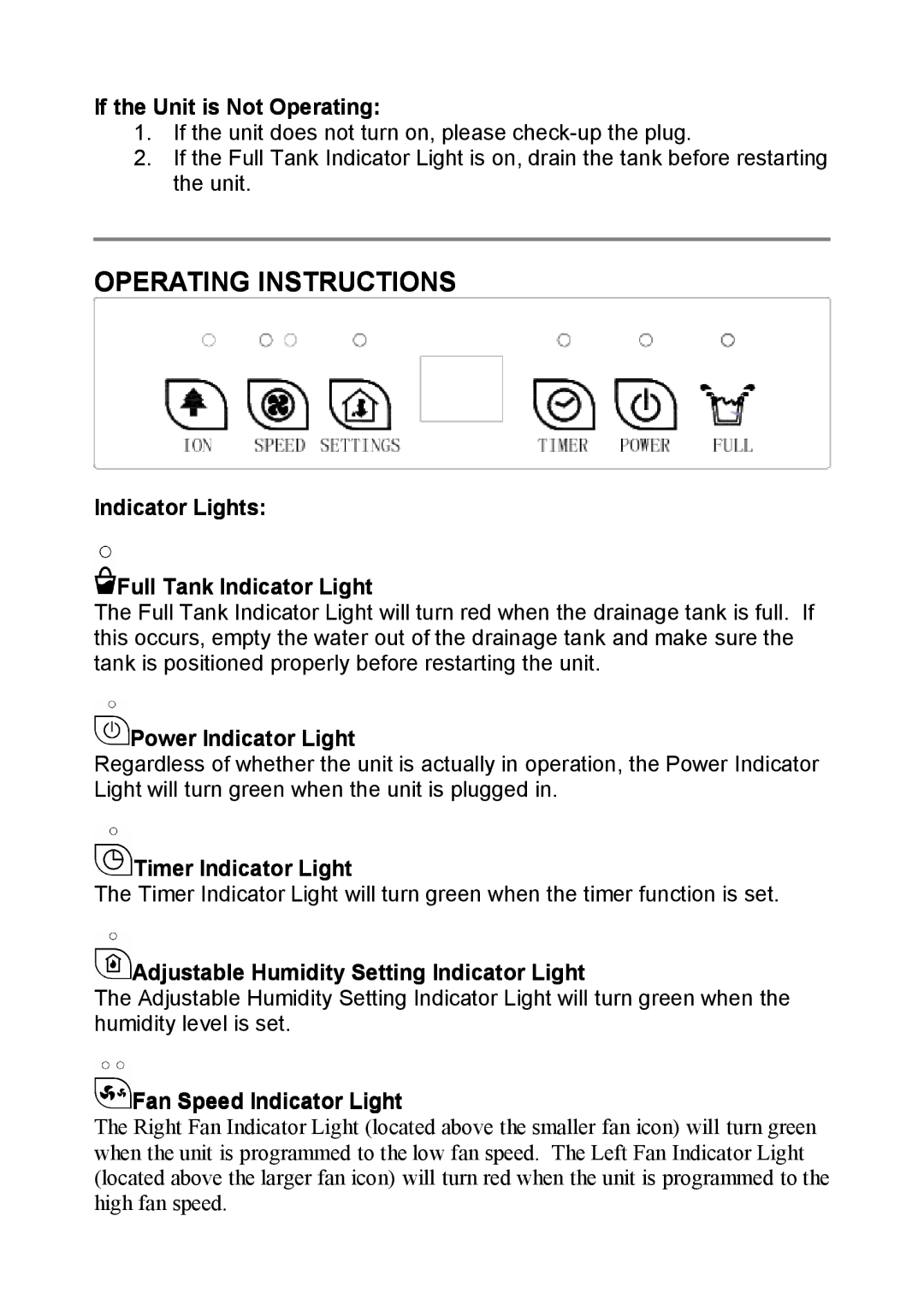 NewAir AD-400 manual Operating Instructions 