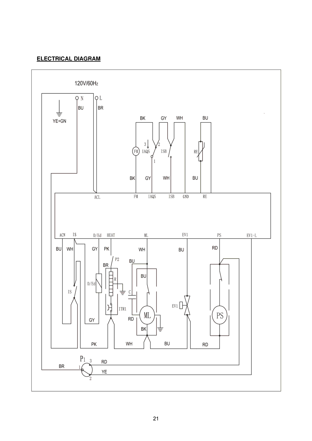 NewAir ADW-2600W instruction manual Electrical Diagram 