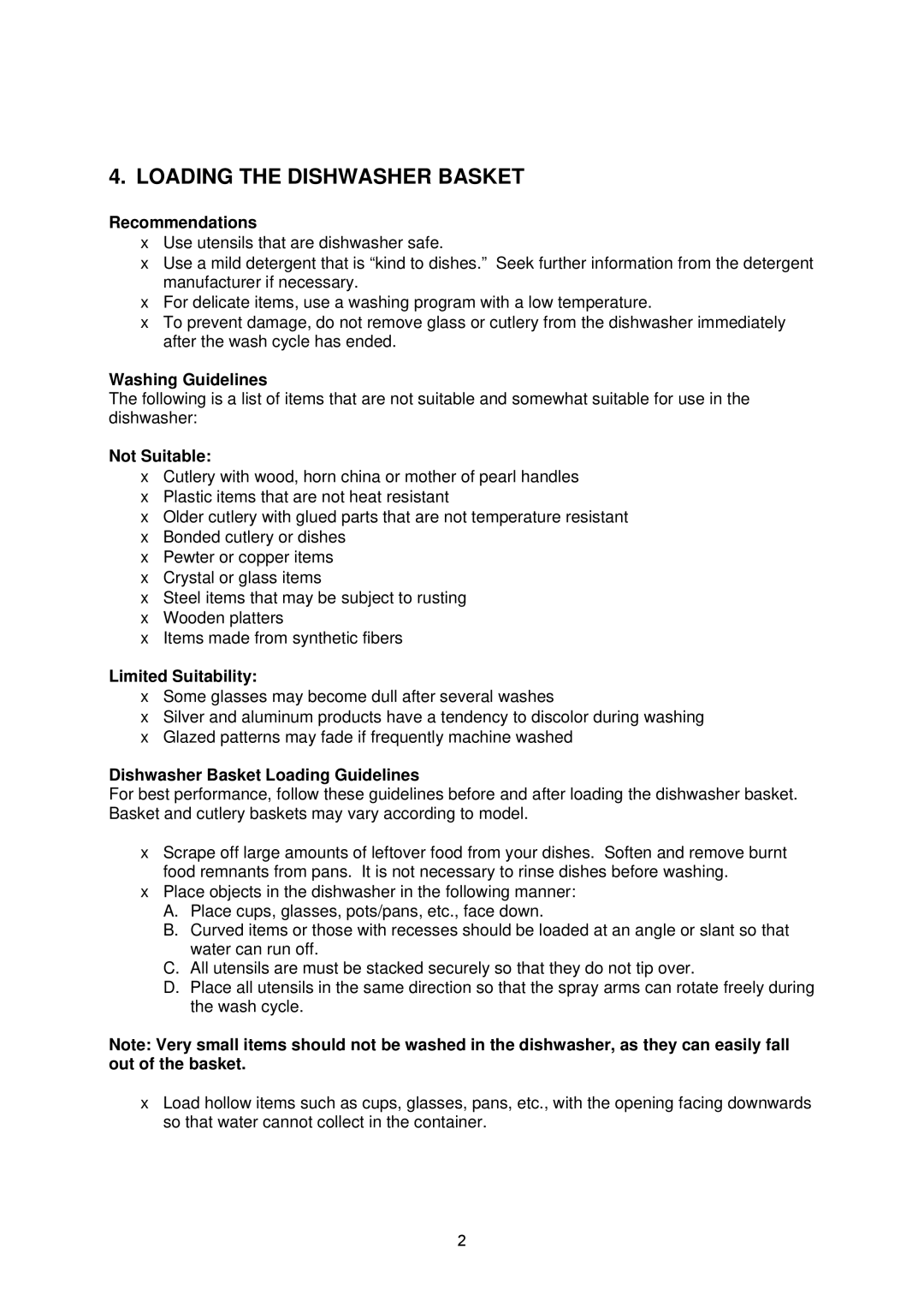 NewAir ADW-2600W instruction manual Loading the Dishwasher Basket 