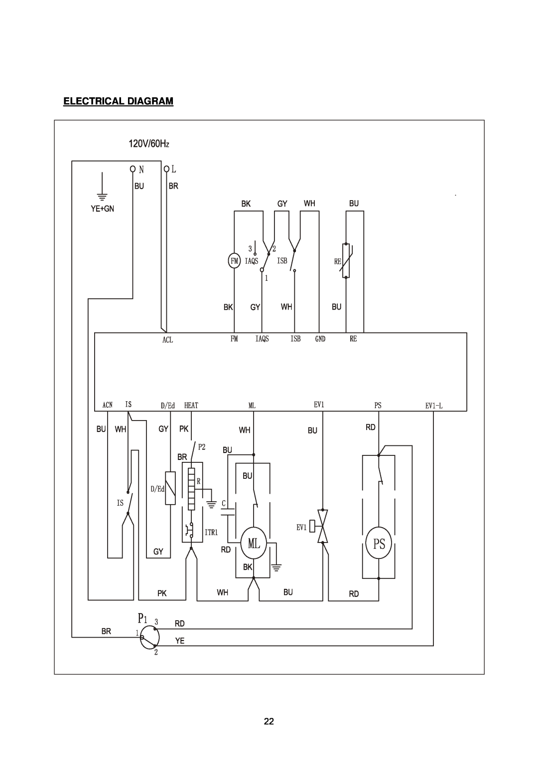 NewAir ADW-2600W instruction manual Electrical Diagram 
