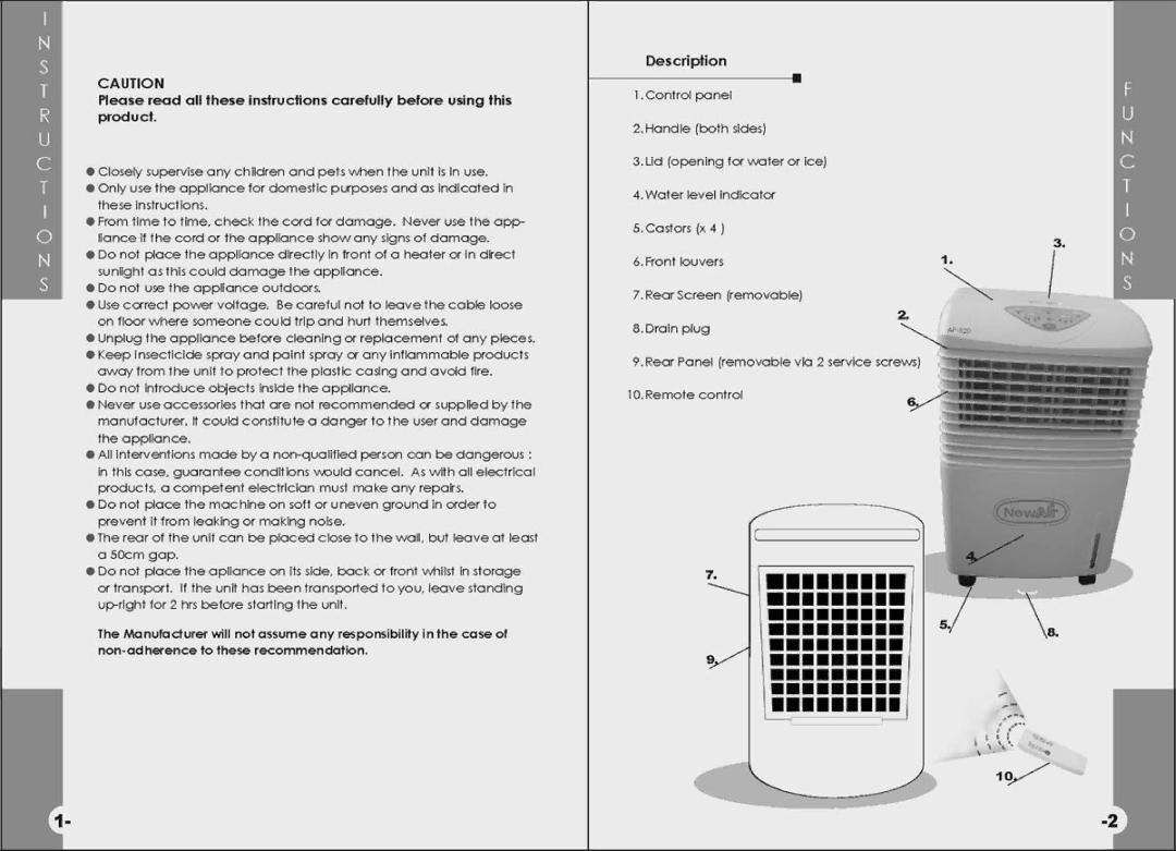 NewAir AF-320 manual 