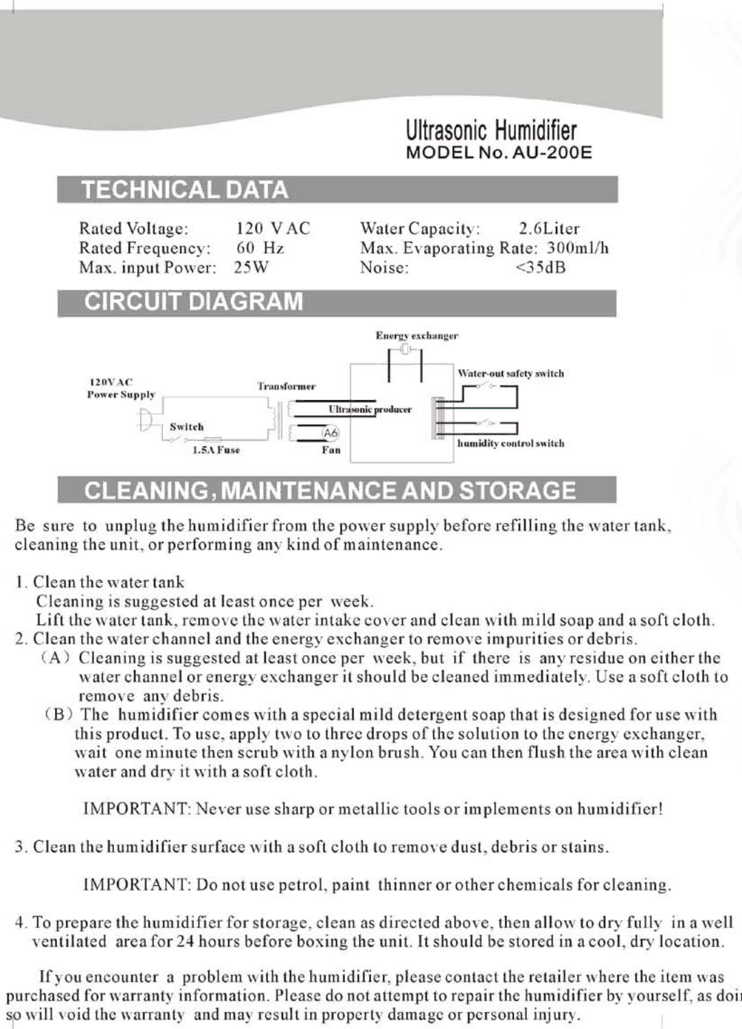 NewAir AU-200E manual 