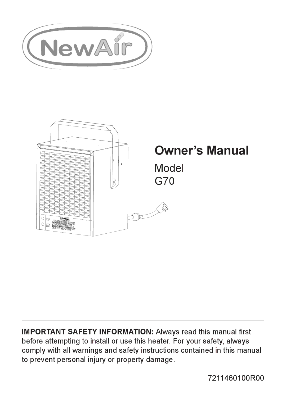 NewAir owner manual Model G70 