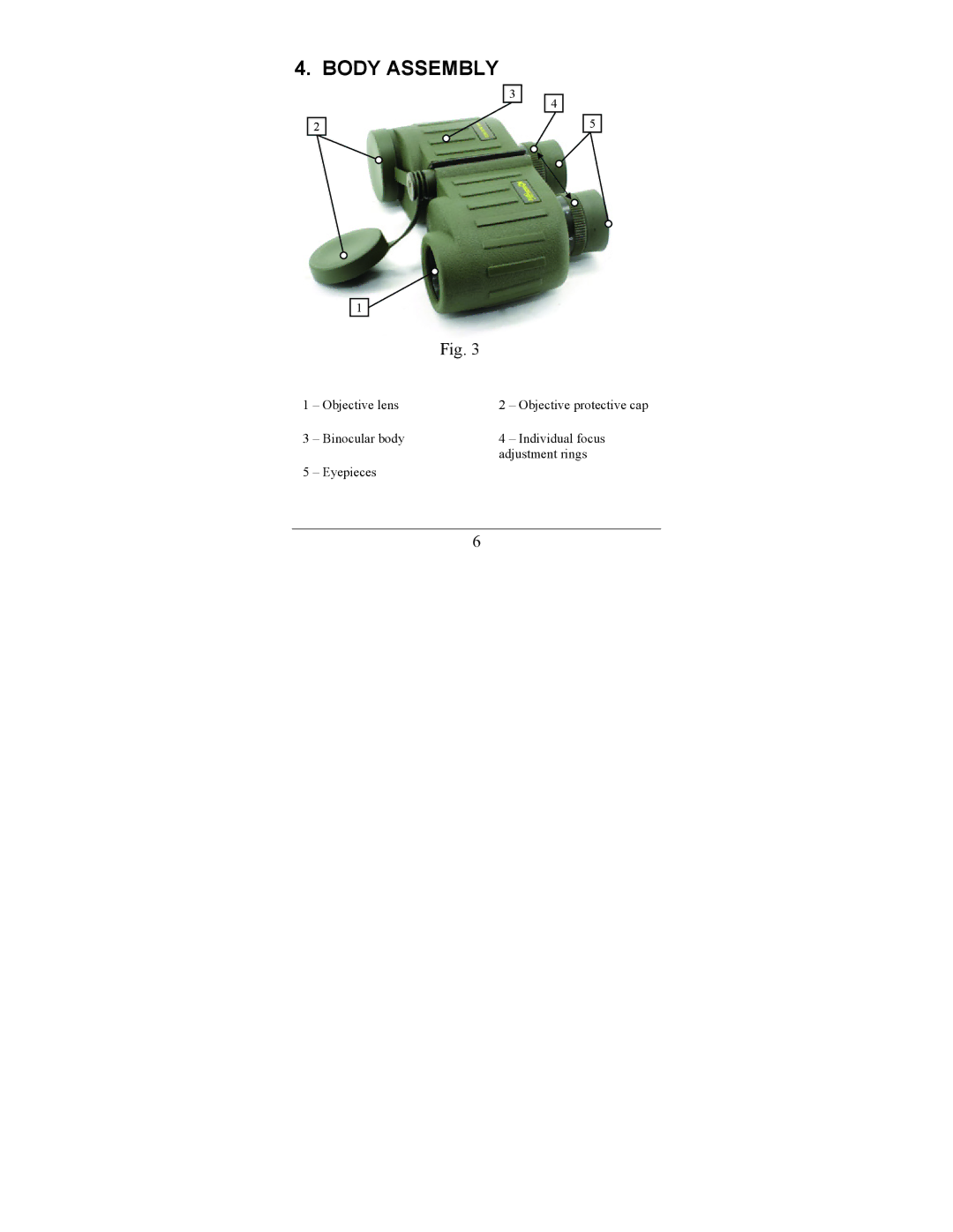 Newcon Optik an 8x30m22 operation manual Body Assembly 