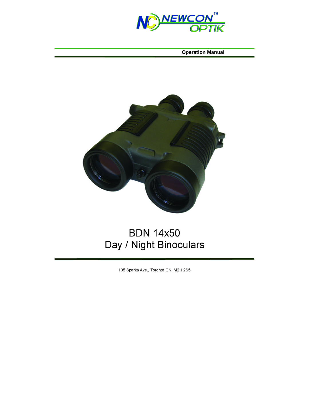 Newcon Optik BDN 14X50 operation manual BDN Day / Night Binoculars 