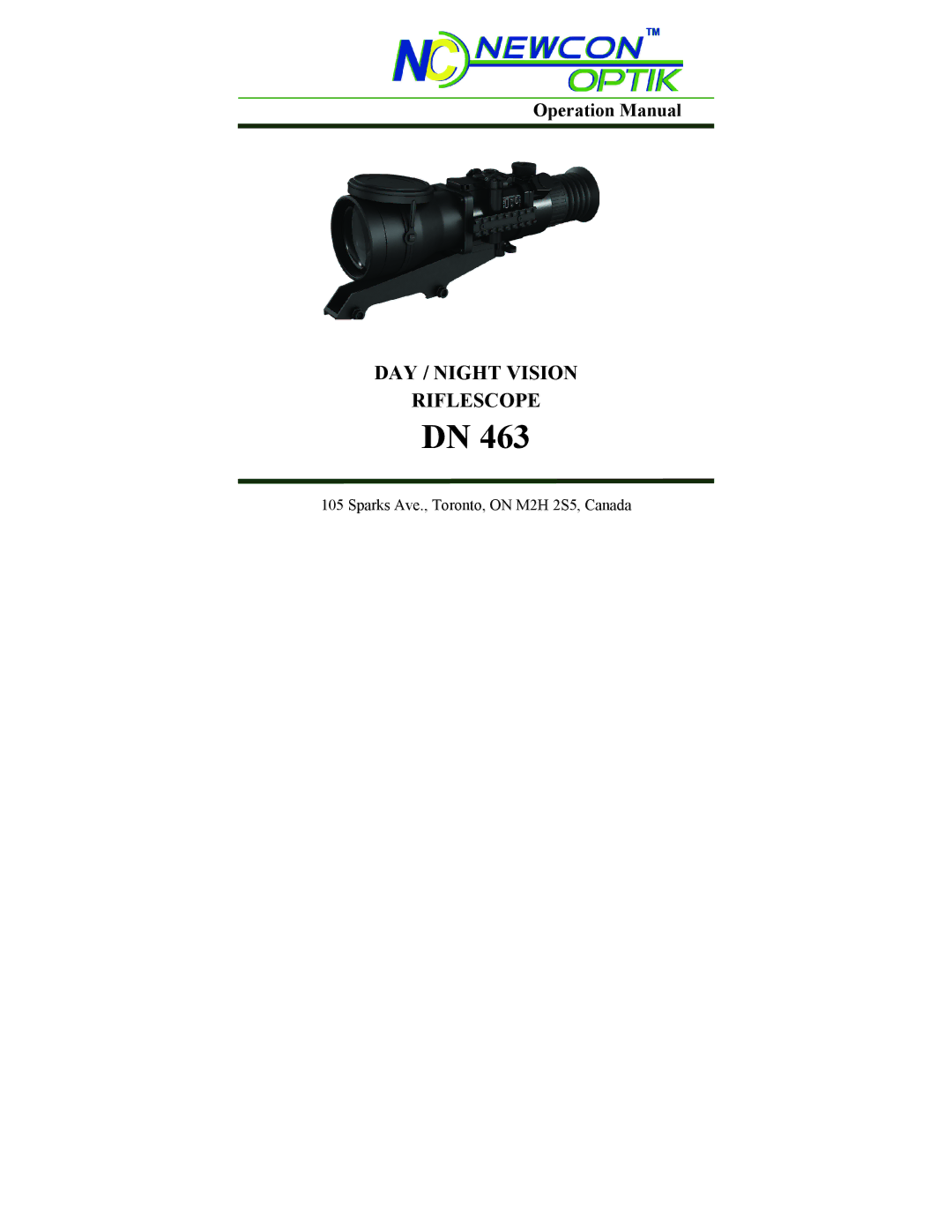 Newcon Optik DN 463 operation manual DAY / Night Vision Riflescope 