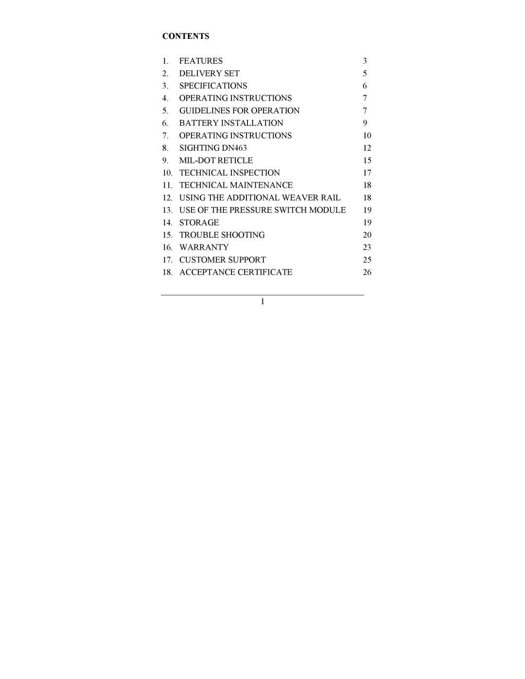 Newcon Optik DN 463 operation manual Contents 