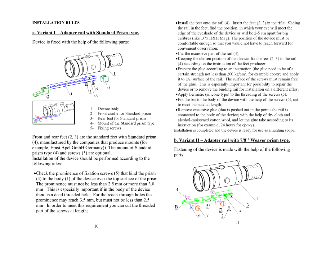 Newcon Optik DN310 Variant I Adapter rail with Standard Prism type, Variant II Adapter rail with 7/8’’ Weaver prism type 