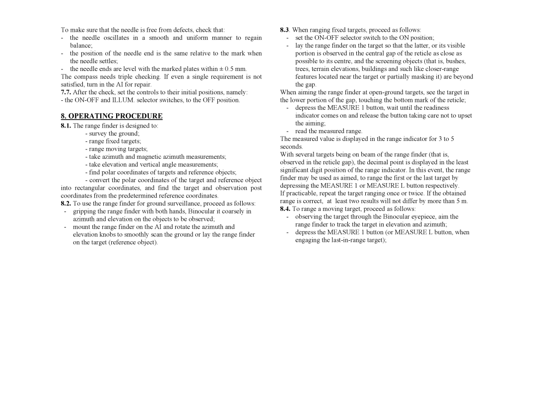 Newcon Optik LRB 20 000 operation manual Operating Procedure 