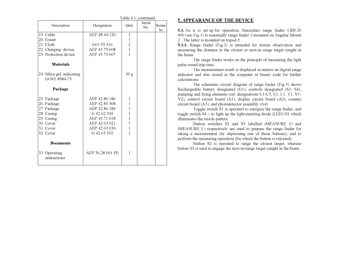 Newcon Optik LRB 20 000 operation manual Appearance of the Device 