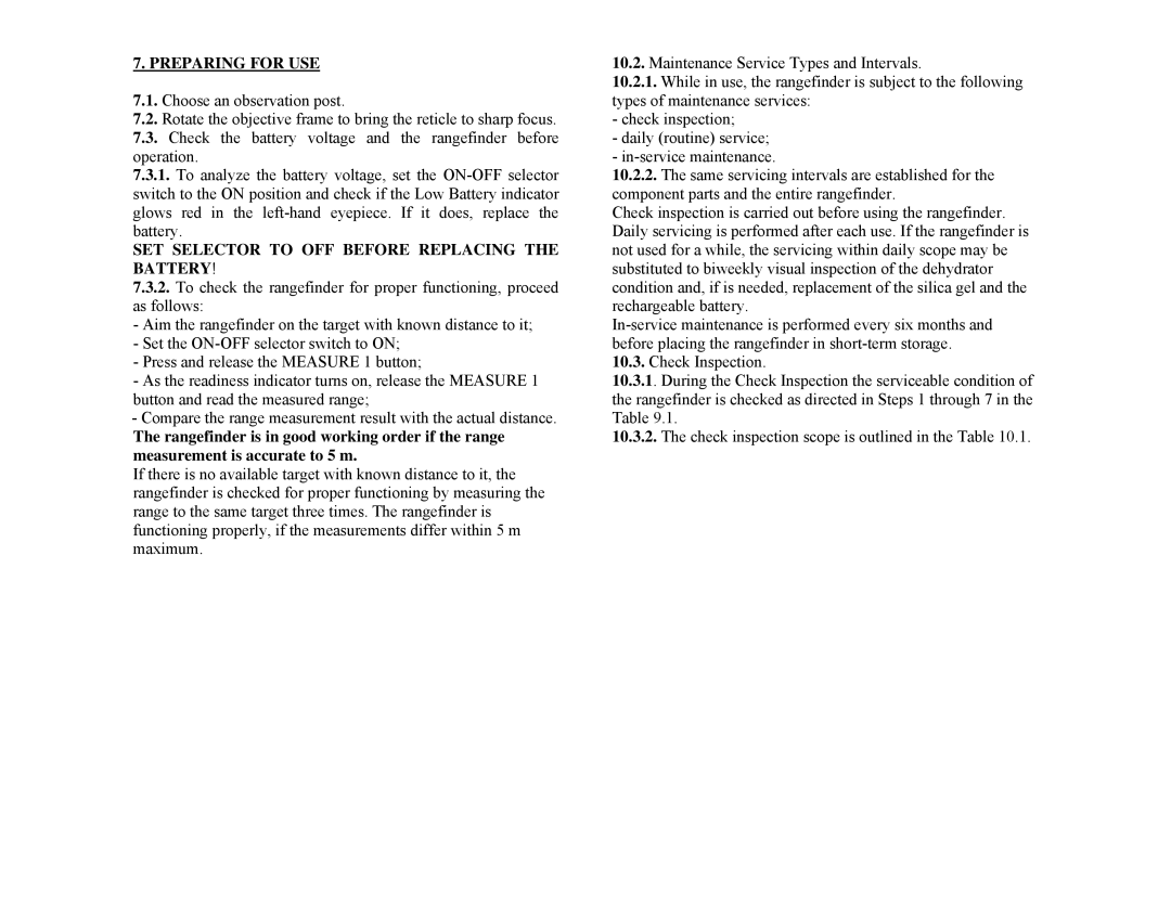 Newcon Optik LRB 20000 operation manual Preparing for USE, SET Selector to OFF Before Replacing the Battery 