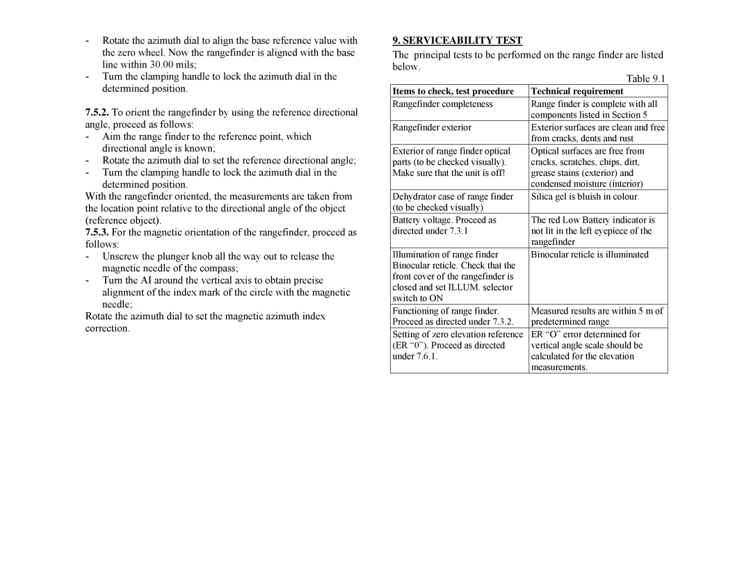 Newcon Optik LRB 20000 operation manual Serviceability Test 