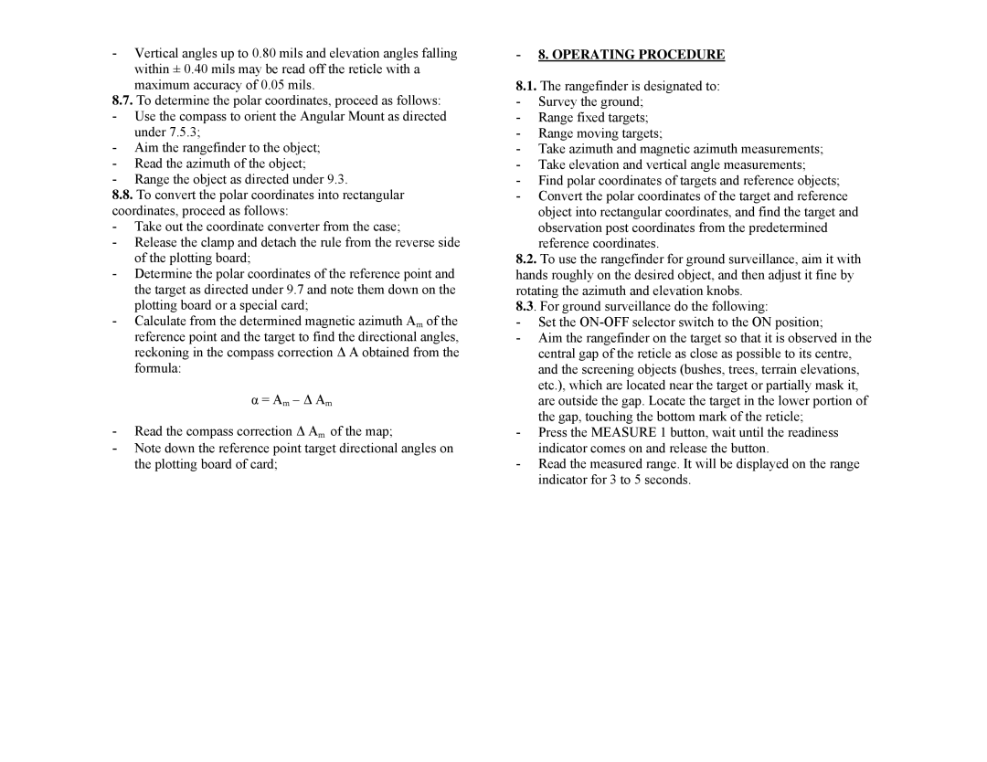 Newcon Optik LRB 20000 operation manual Operating Procedure 