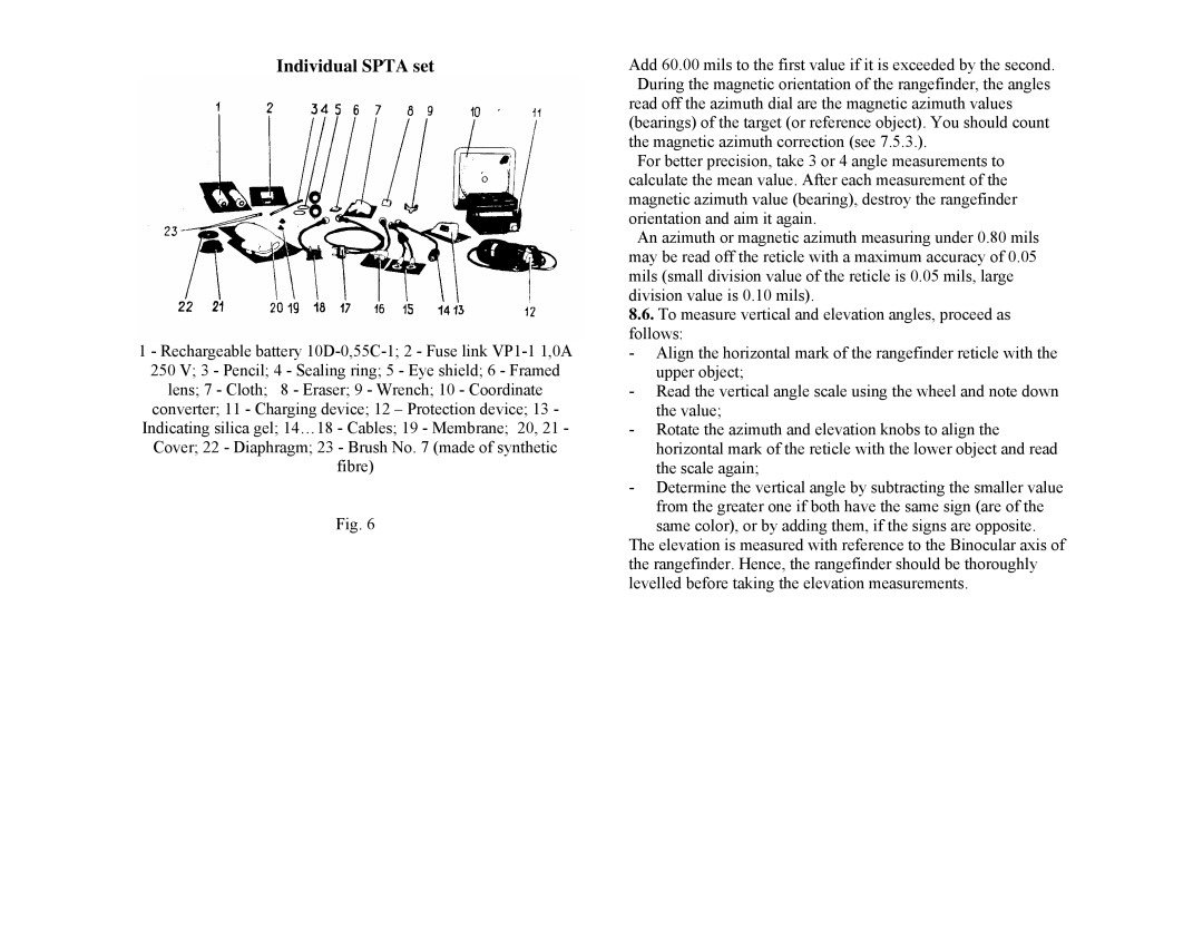 Newcon Optik LRB 20000 operation manual Individual Spta set 