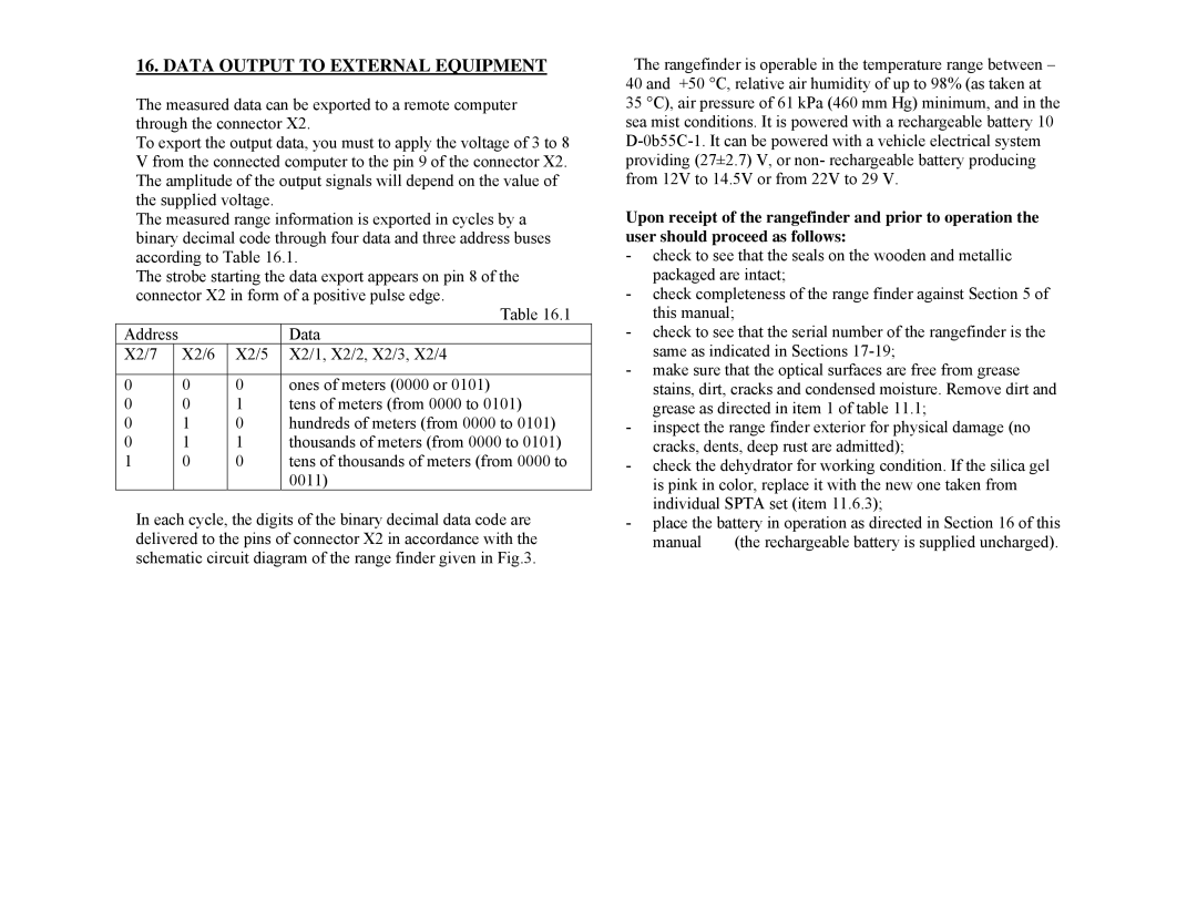 Newcon Optik LRB 20000 operation manual Data Output to External Equipment 