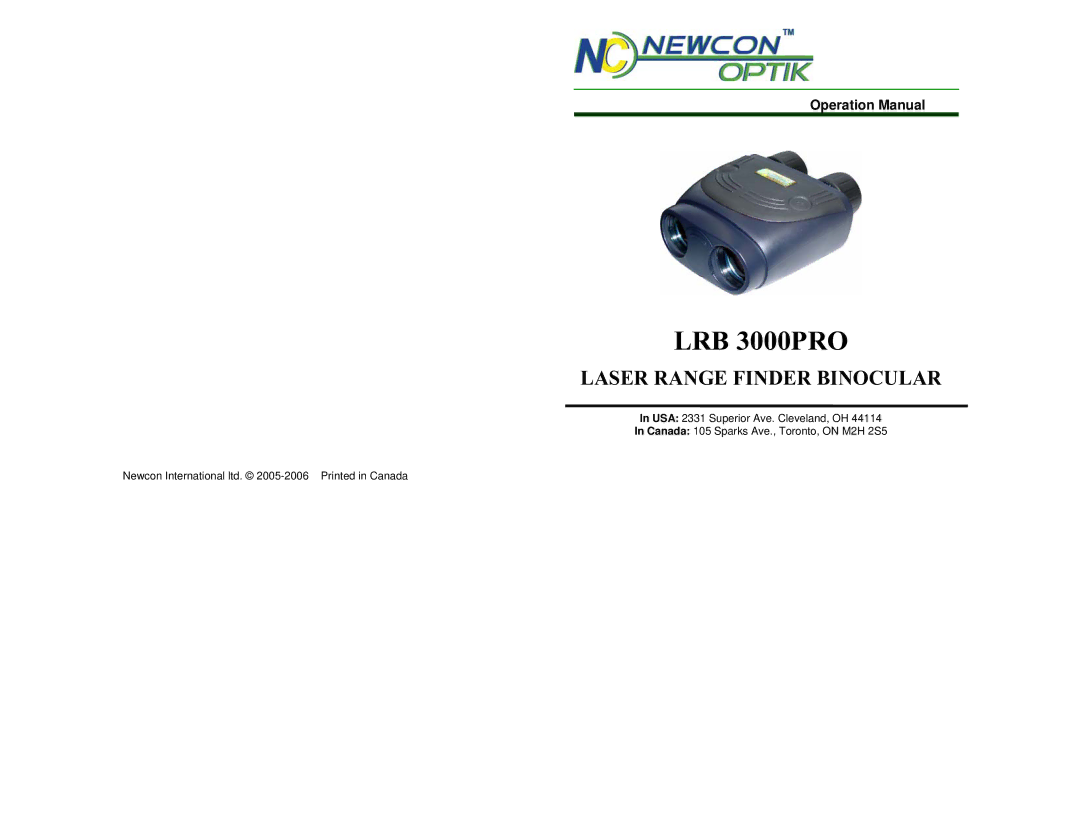 Newcon Optik LRB 3000 PRO operation manual LRB 3000PRO 