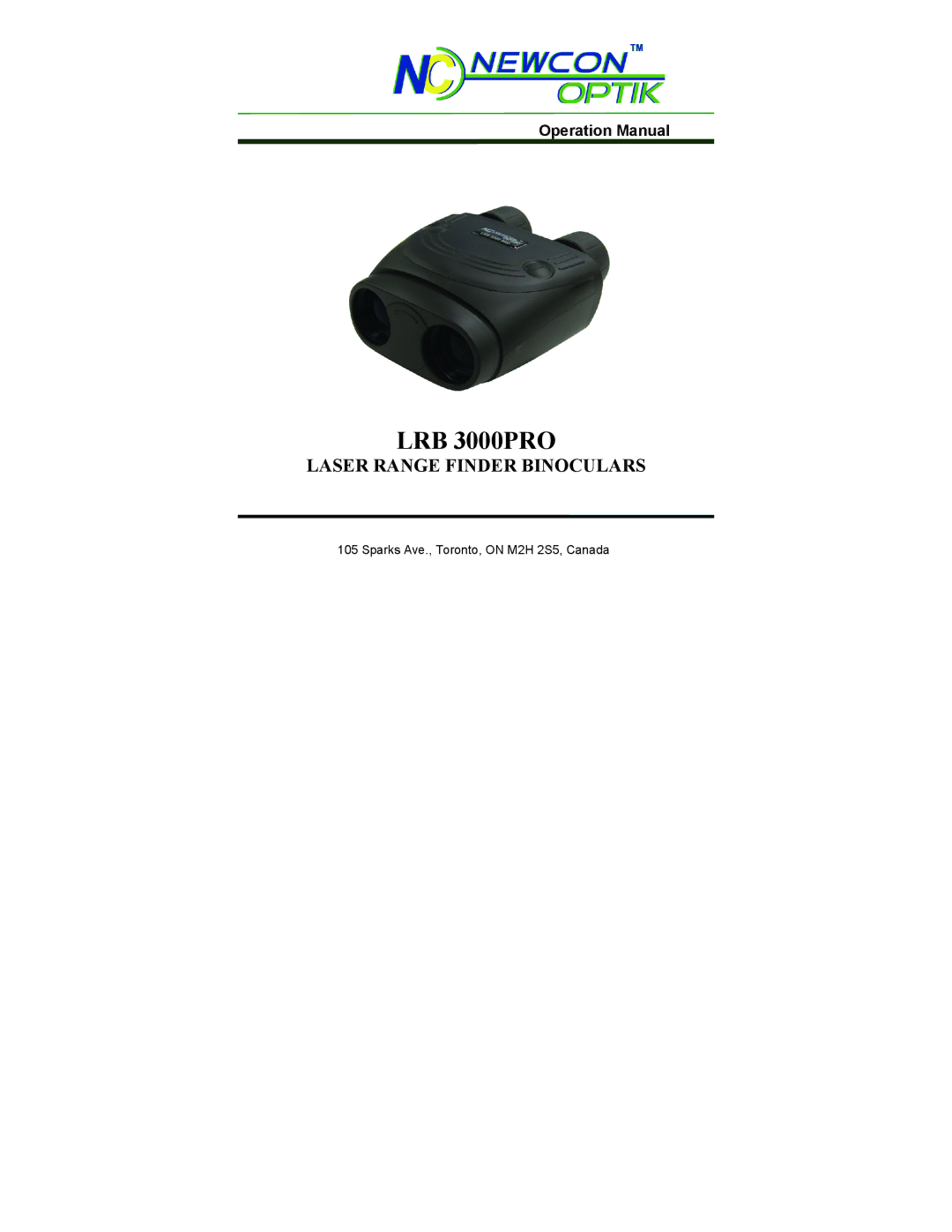 Newcon Optik LRB 3000PRO operation manual 