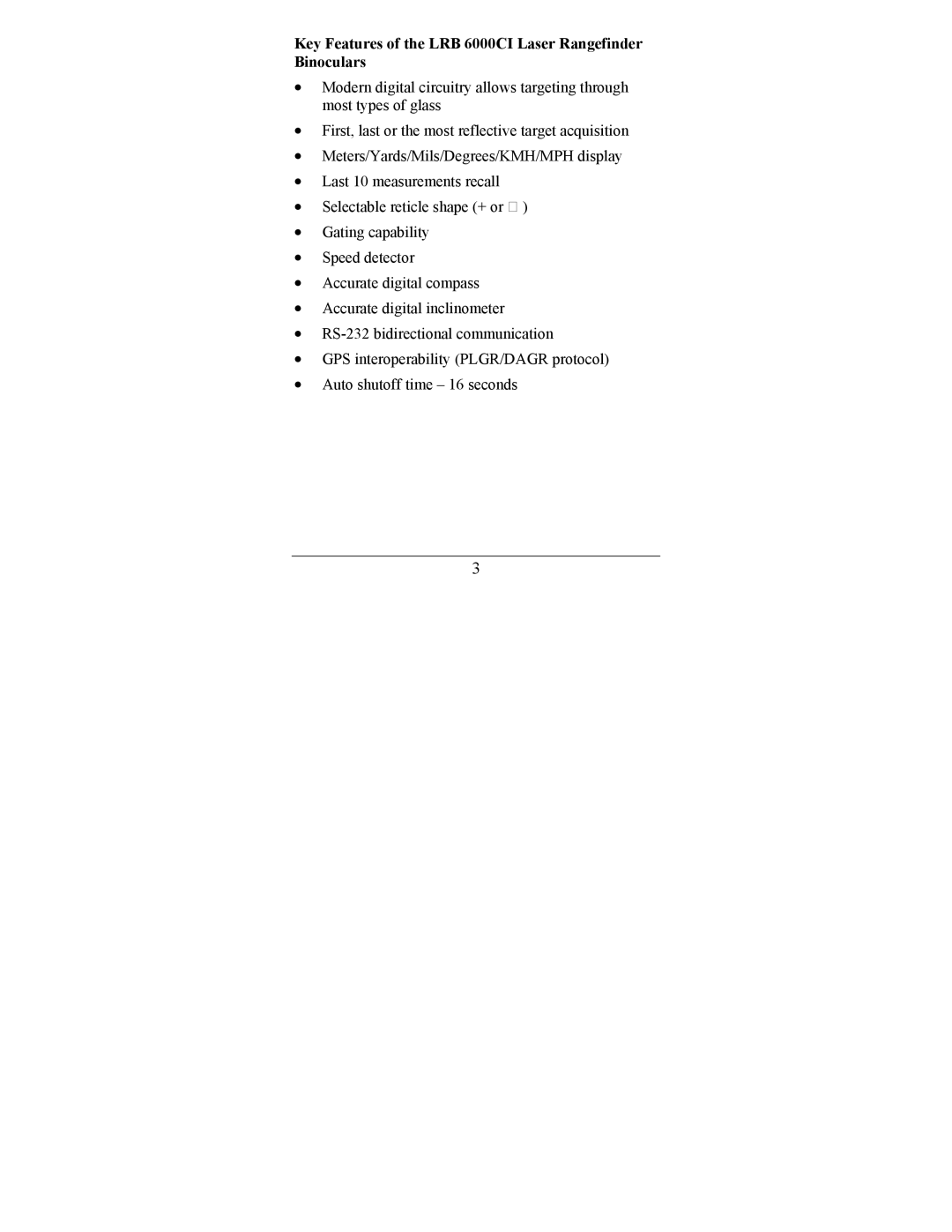 Newcon Optik operation manual Key Features of the LRB 6000CI Laser Rangefinder Binoculars 