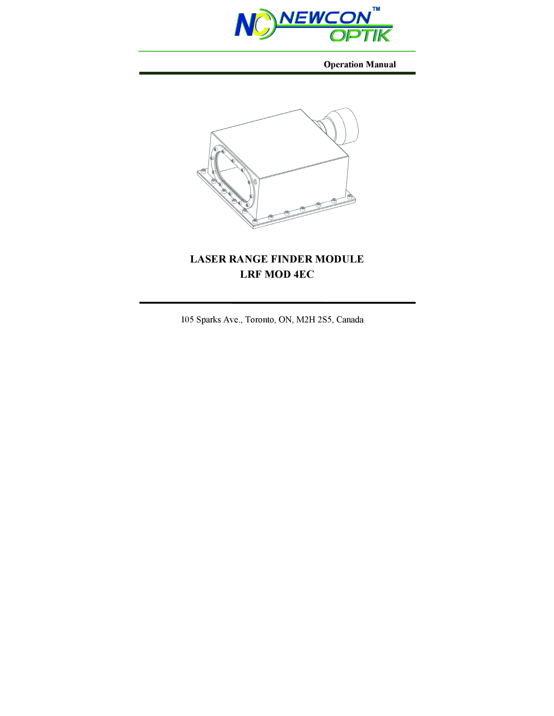 Newcon Optik operation manual Laser Range Finder Module LRF MOD 4EC 