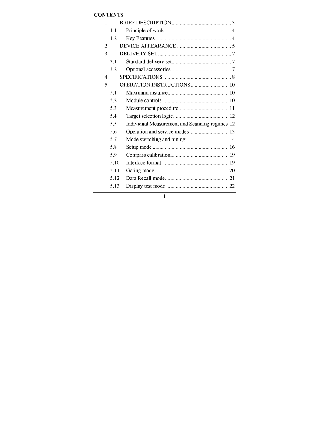 Newcon Optik LRF MOD 4EC operation manual Contents 