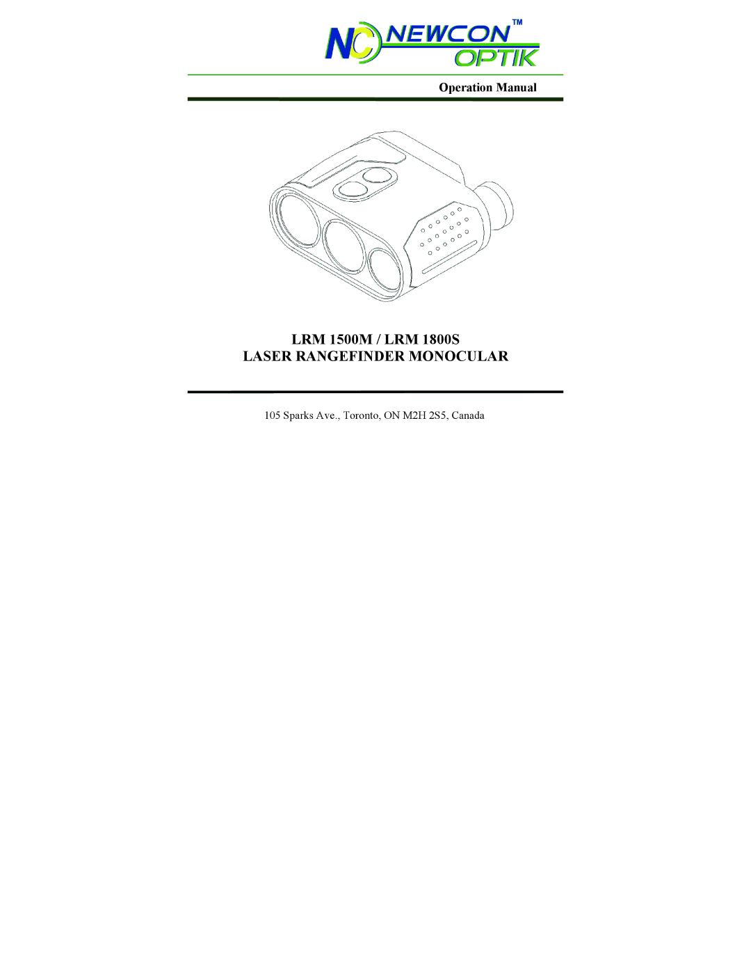 Newcon Optik LRM 1800S, LRM 1500M operation manual Laser Rangefinder Monocular 