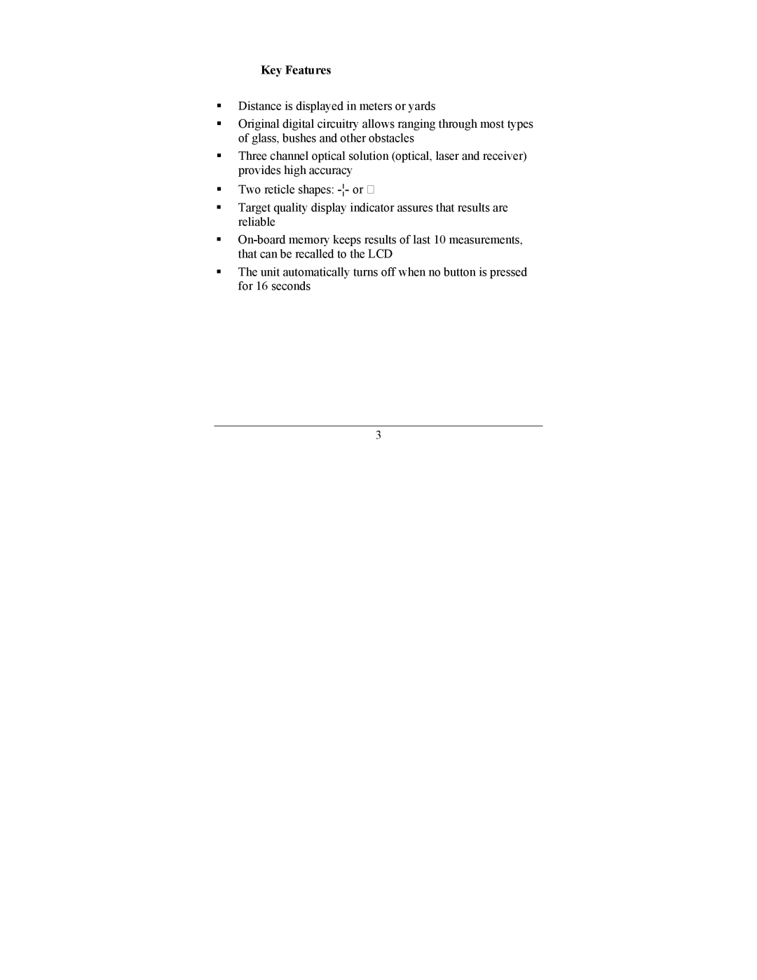 Newcon Optik LRM 1800S, LRM 1500M operation manual Key Features 