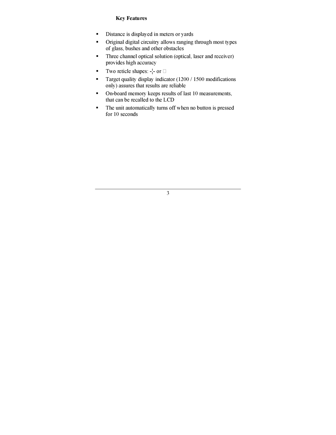 Newcon Optik LRM1500SPD, LRM1200 operation manual Key Features 