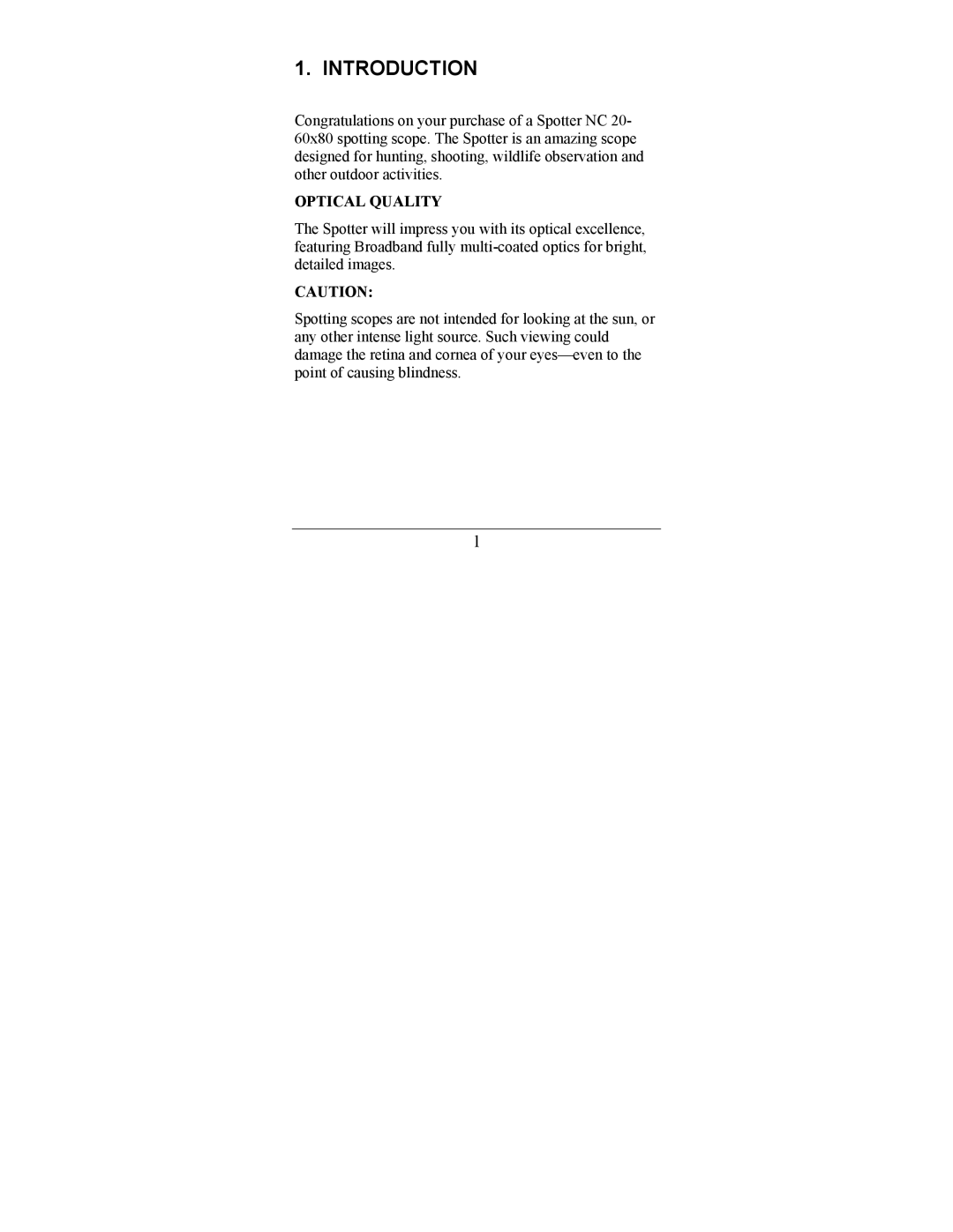 Newcon Optik NC 20-60X80 operation manual Introduction, Optical Quality 