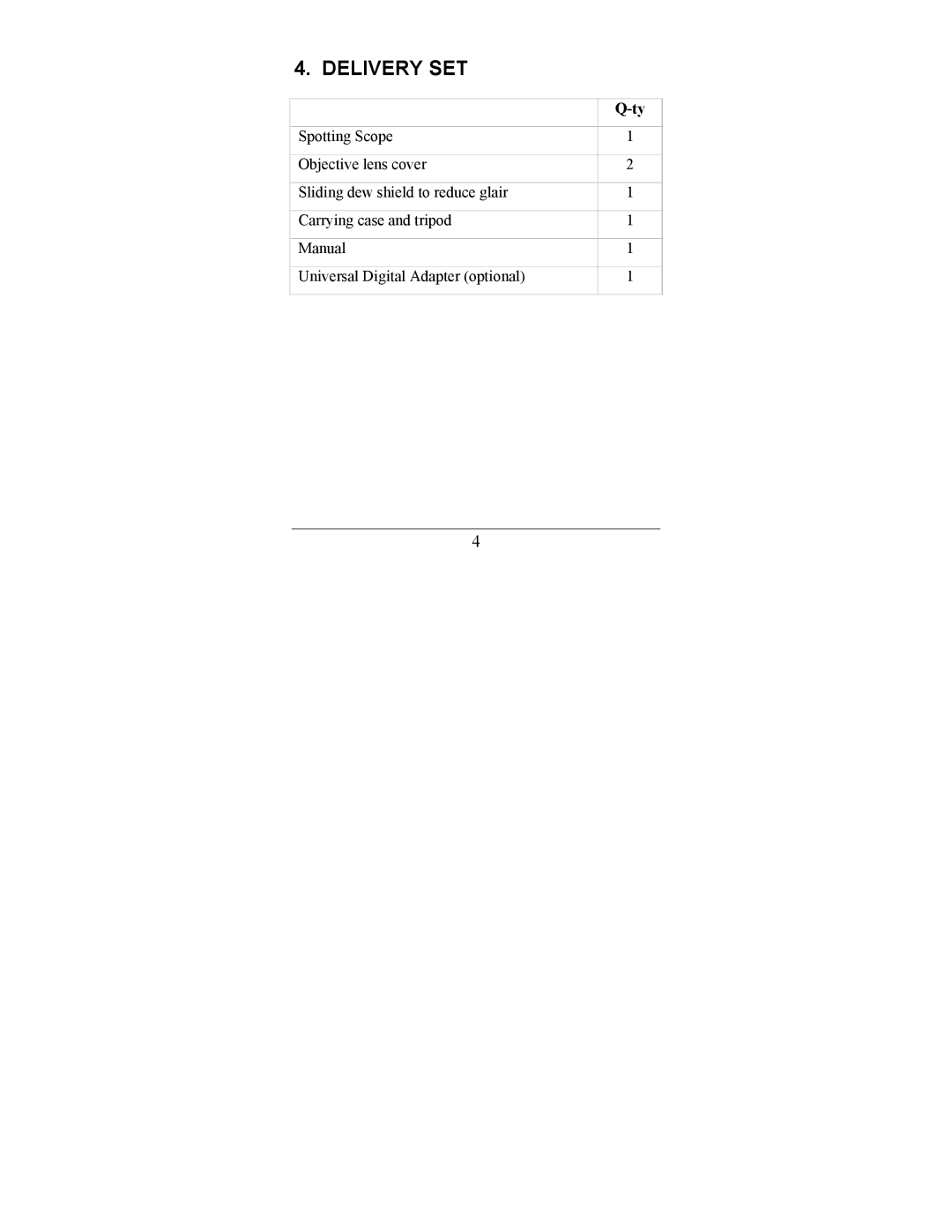 Newcon Optik NC 20-60X80 operation manual Delivery SET 