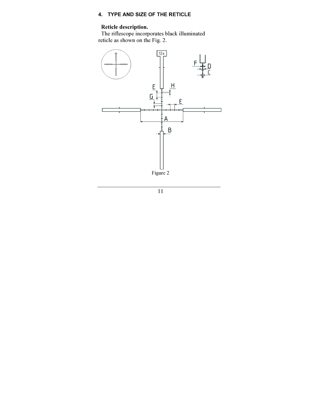 Newcon Optik NC 3-12X50 operation manual Reticle description 