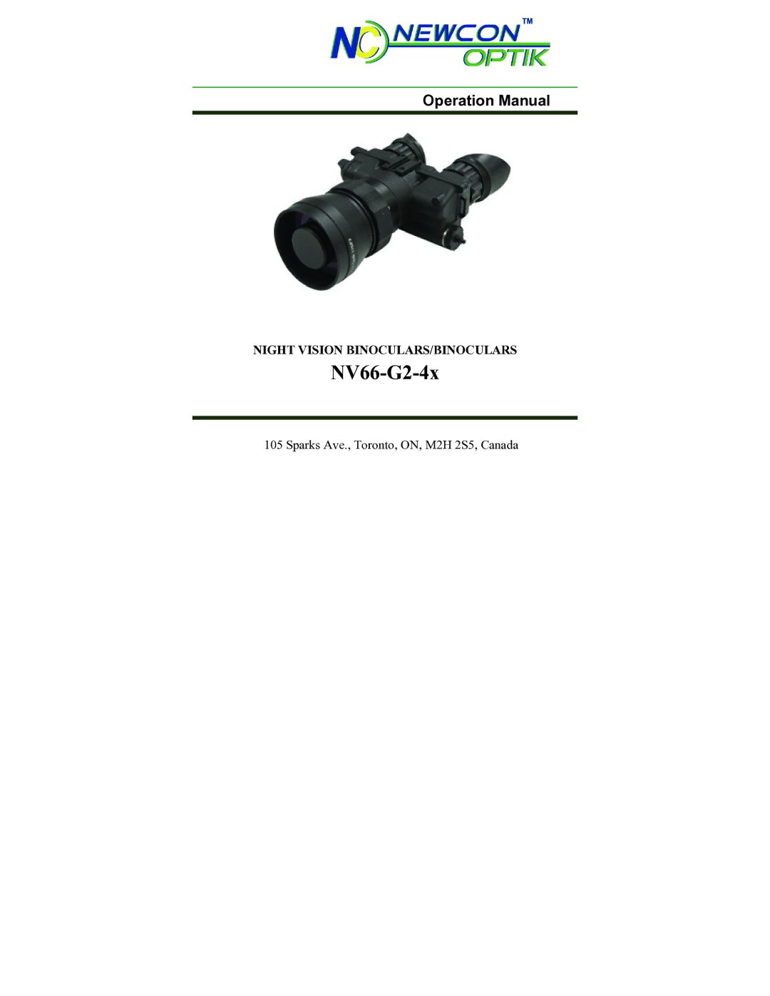 Newcon Optik NV66-G2-4x operation manual 