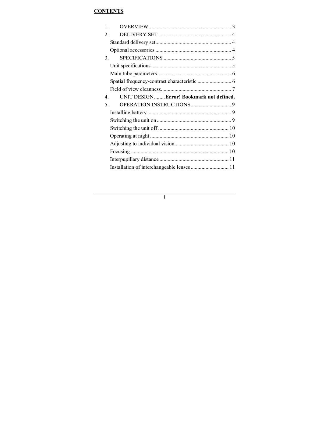 Newcon Optik NV66-G2-4x operation manual Contents 