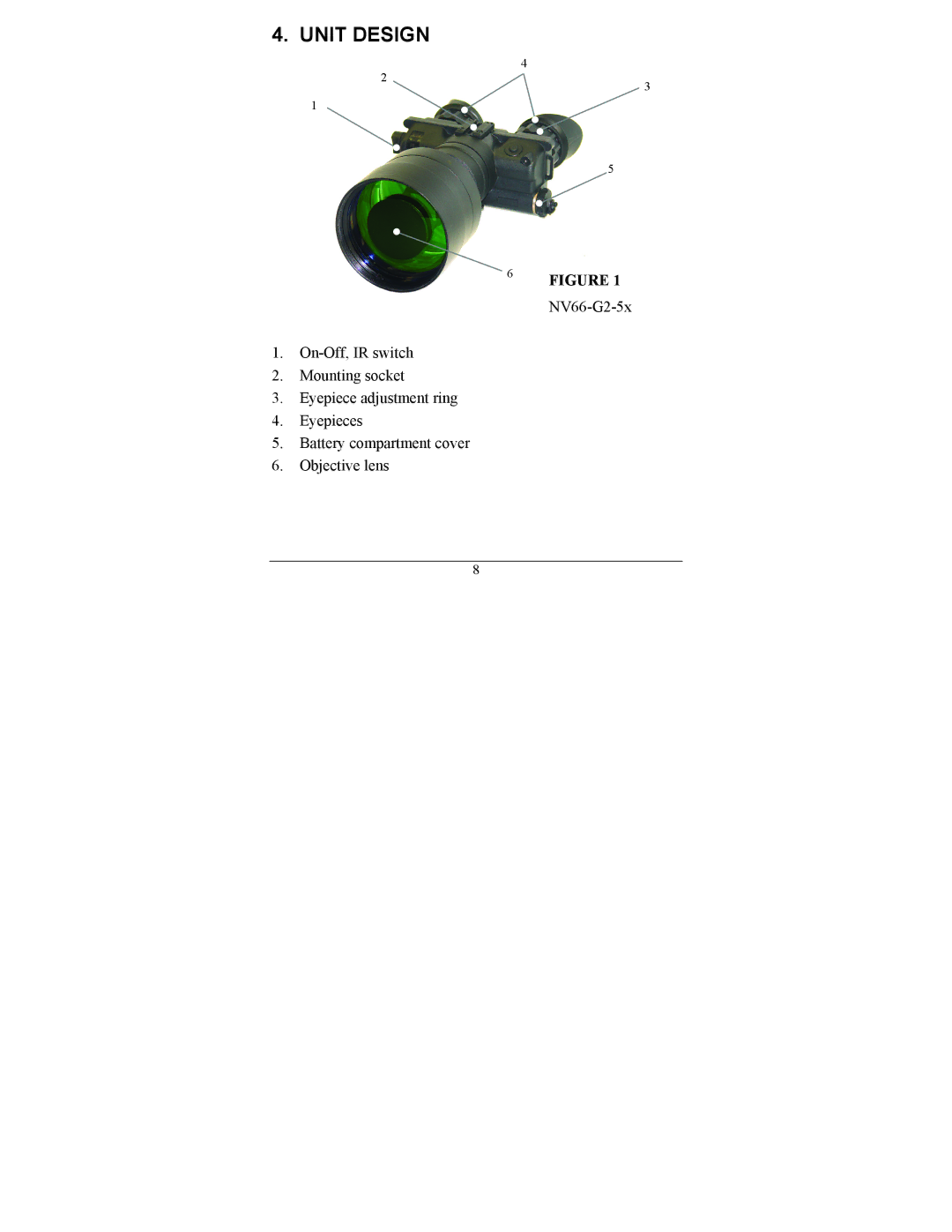 Newcon Optik NV66-G2-5x operation manual Unit Design 