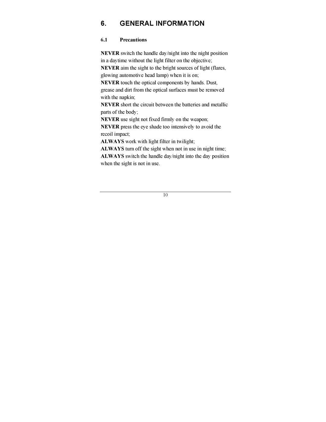 Newcon Optik NVS 10MG operation manual General Information, Precautions 