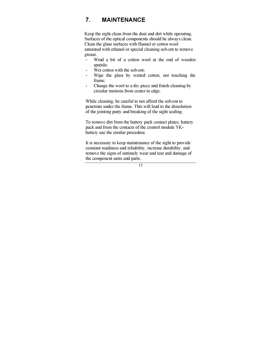 Newcon Optik NVS 10MG operation manual Maintenance 