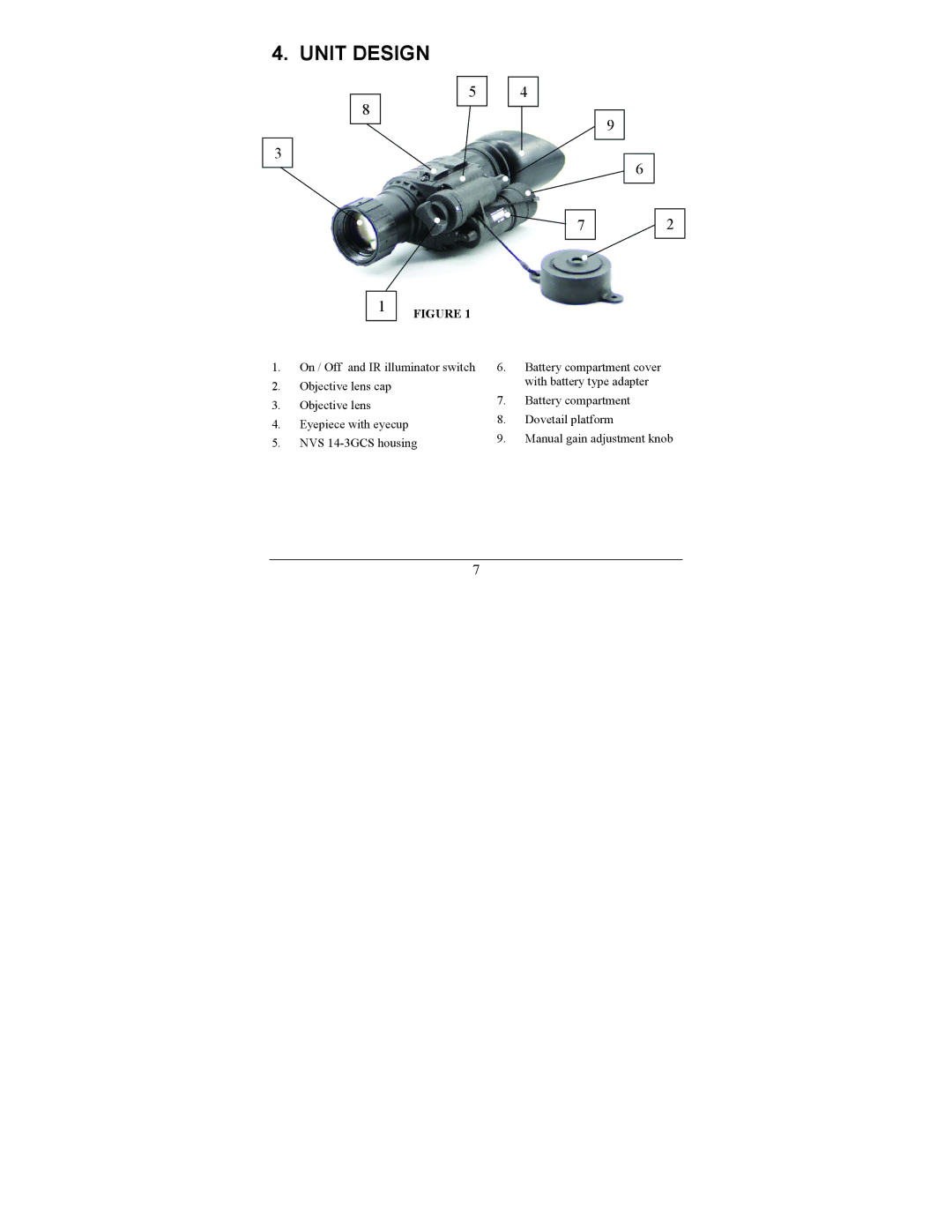 Newcon Optik NVS 14-3GCS operation manual Unit Design 