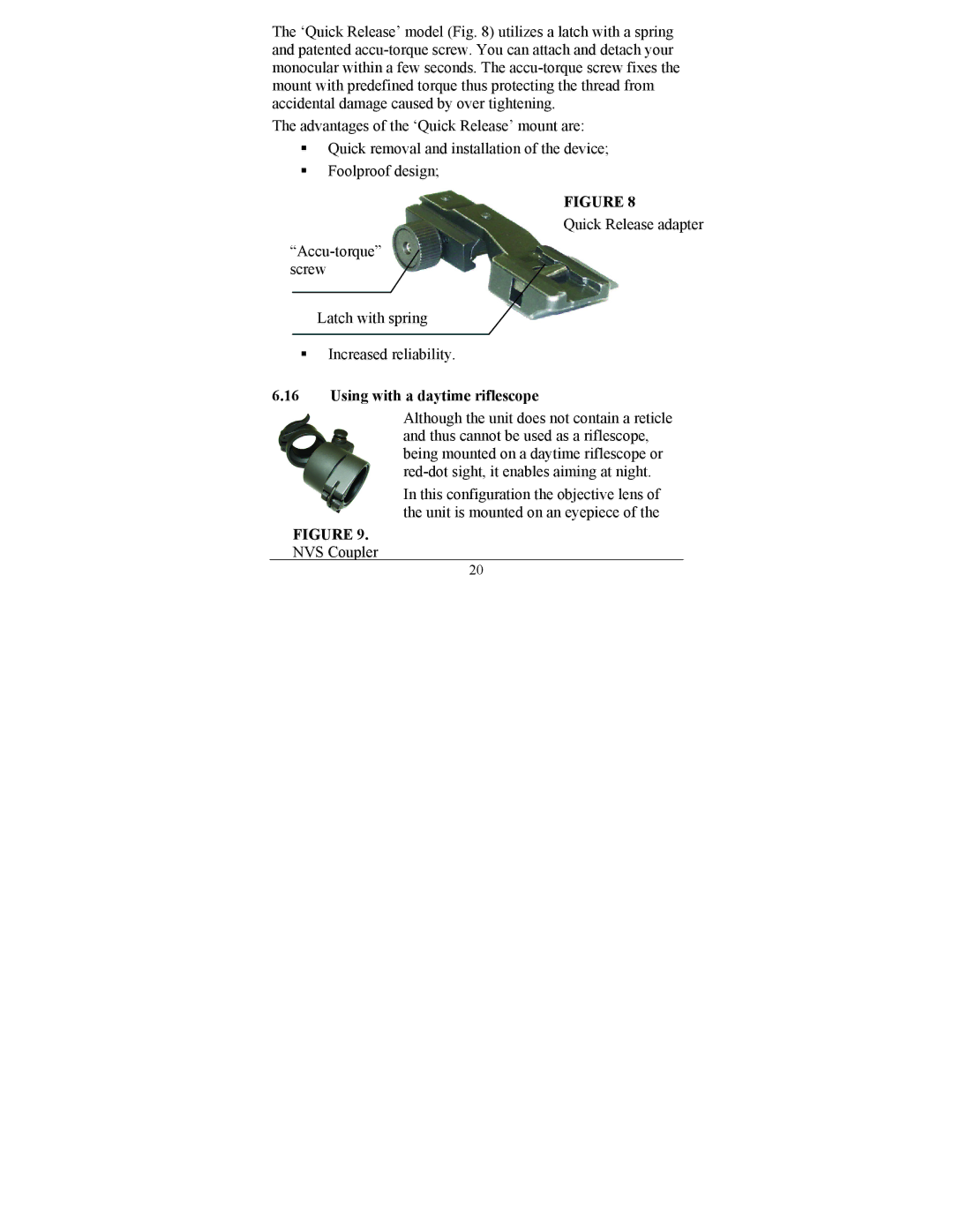 Newcon Optik NVS 14-3GCS operation manual Using with a daytime riflescope 