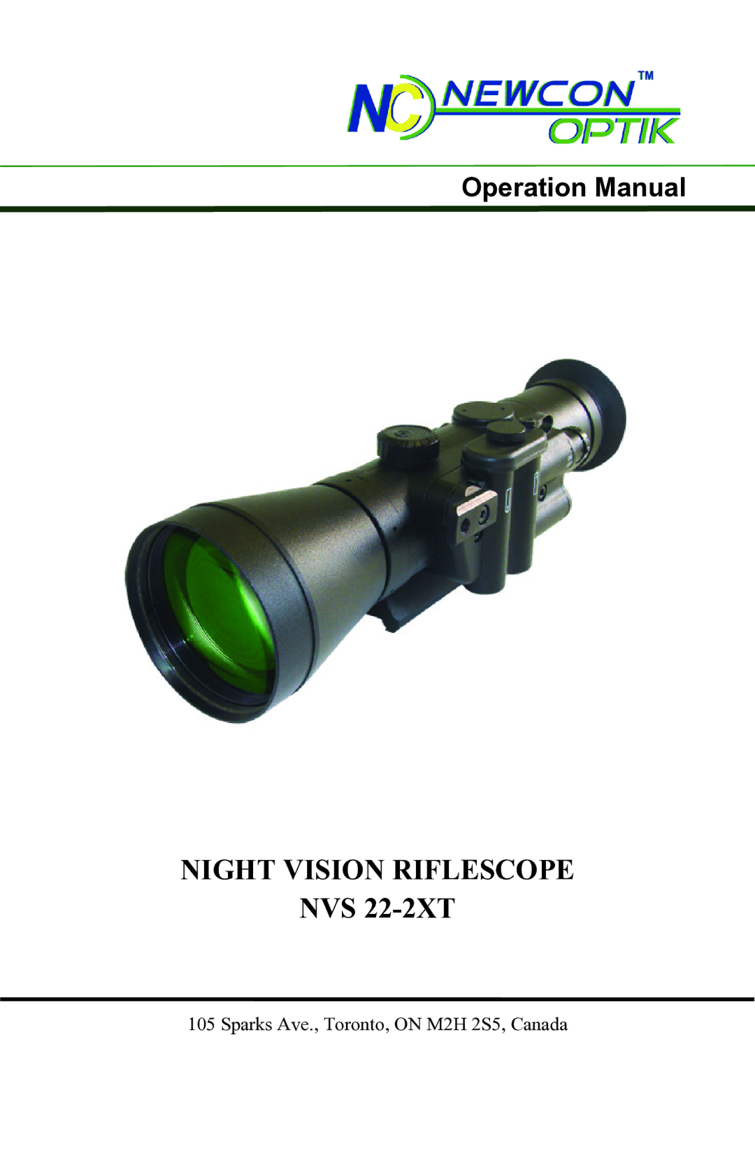 Newcon Optik NVS 22-2XT operation manual Night Vision Riflescope 