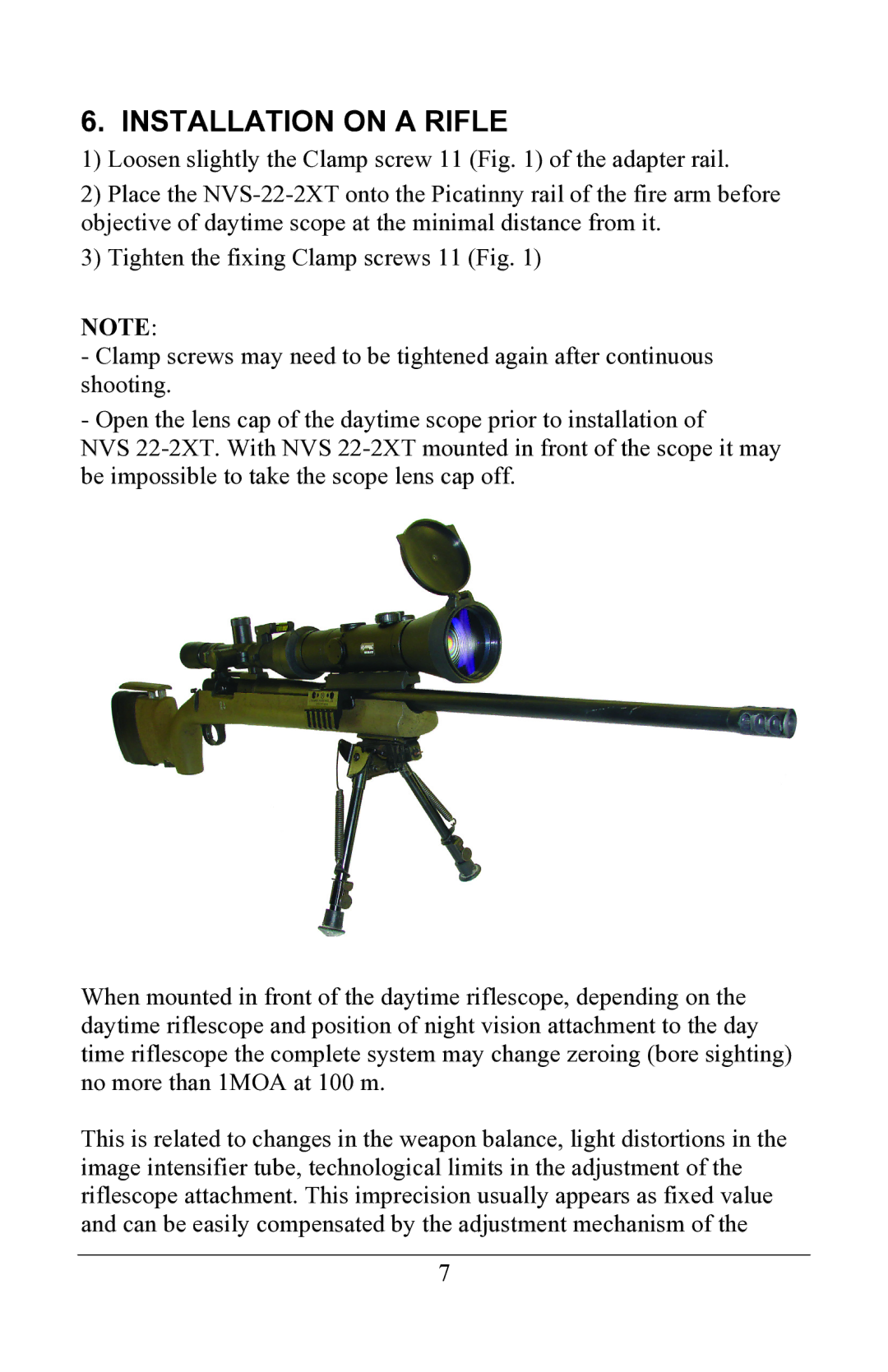 Newcon Optik NVS 22-2XT operation manual Installation on a Rifle 